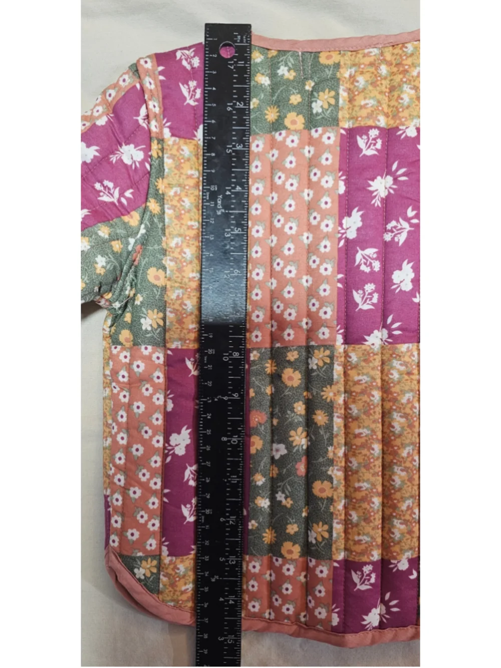 Toddler Girls Margaux & Lexi Quilted Floral Patchwork Jacket Size 3T Pink Yellow